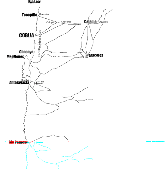Límites con Chile y Perú (río Paposo y río Loa)