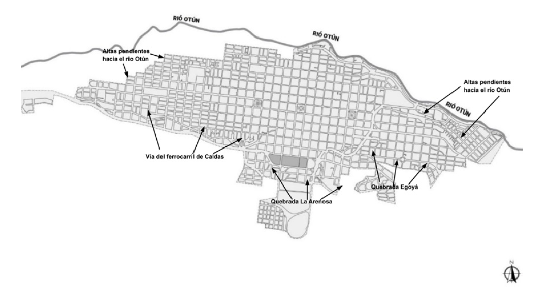 Figura 10. Límites de la expansión de la estructura de damero, Pereira, 1959